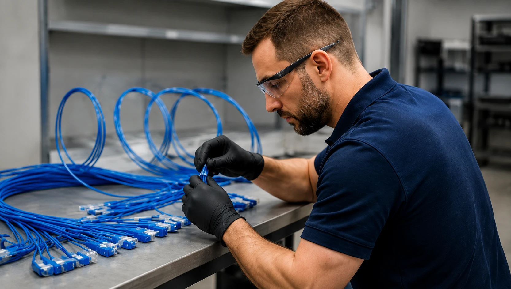 Technician preparing assemblies