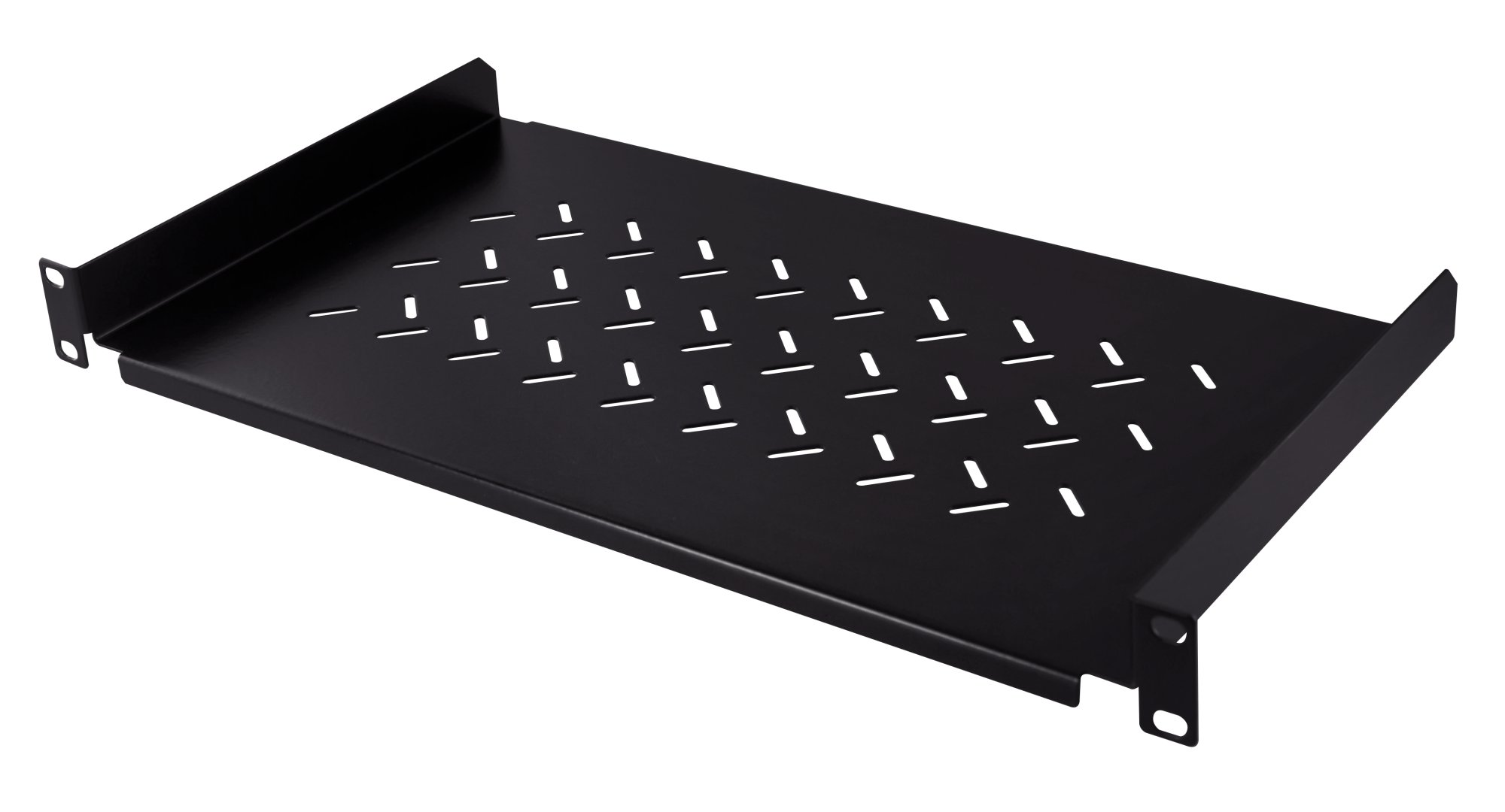 19″ Fixed shelf 1U – 2 fixing points – depth 250 mm – Black