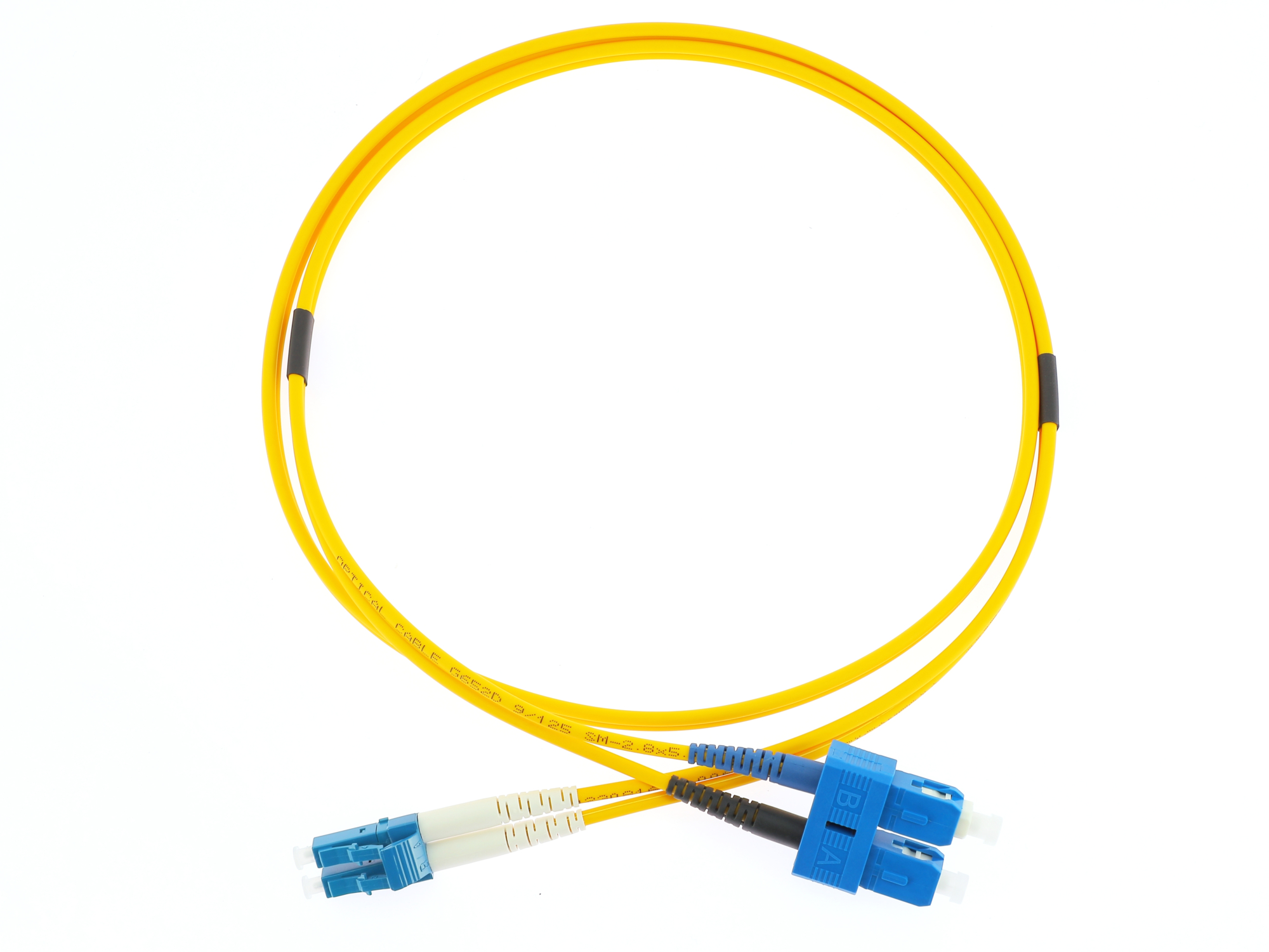 LC/SC OS2 9/125 µm duplex 1 m patchcord, LSZH Ø2,8 mm jacket, yellow colour