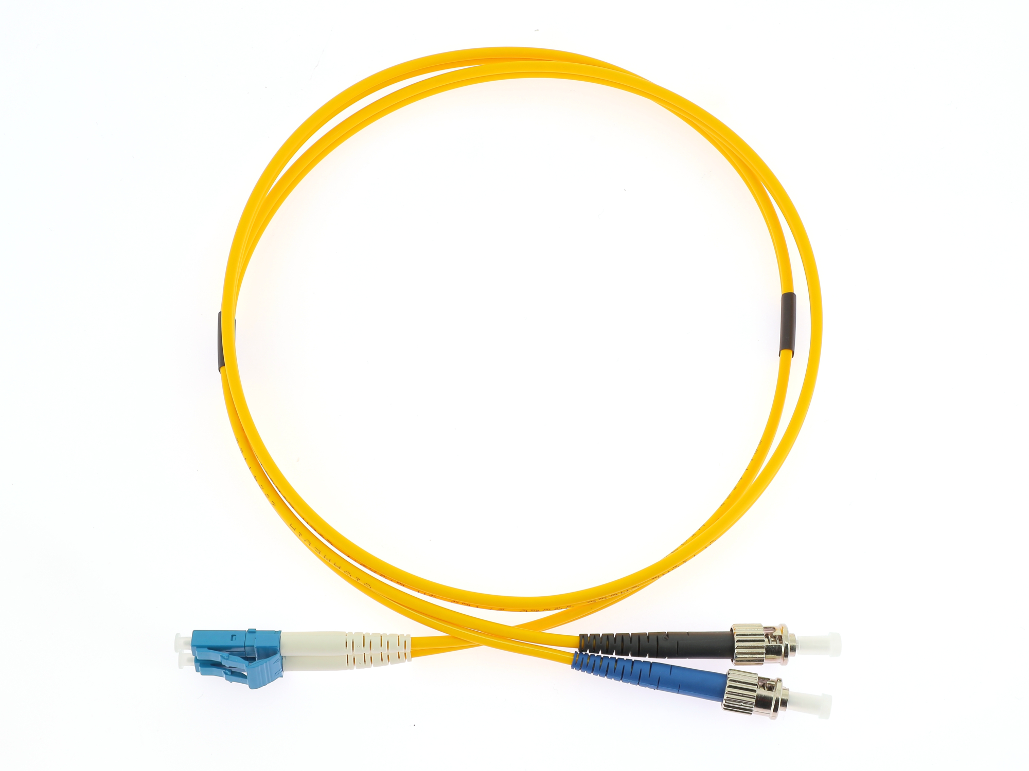 LC/ST OS2 9/125 µm duplex 3 m patchcord, LSZH Ø2,8 mm jacket, yellow colour
