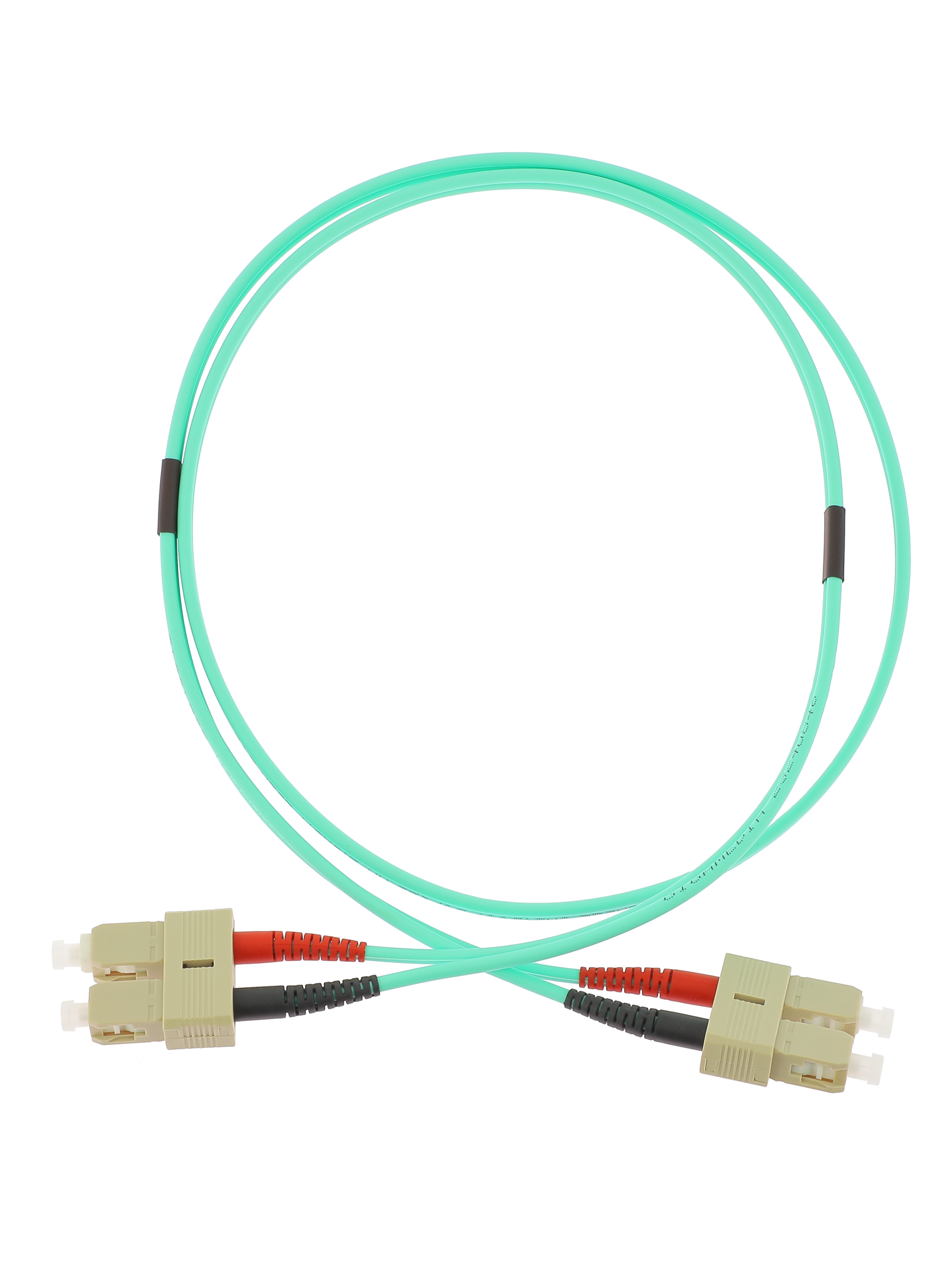SC/SC OM3 50/125 µm duplex 1 m patchcord, LSZH Ø3 mm jacket, aqua colour