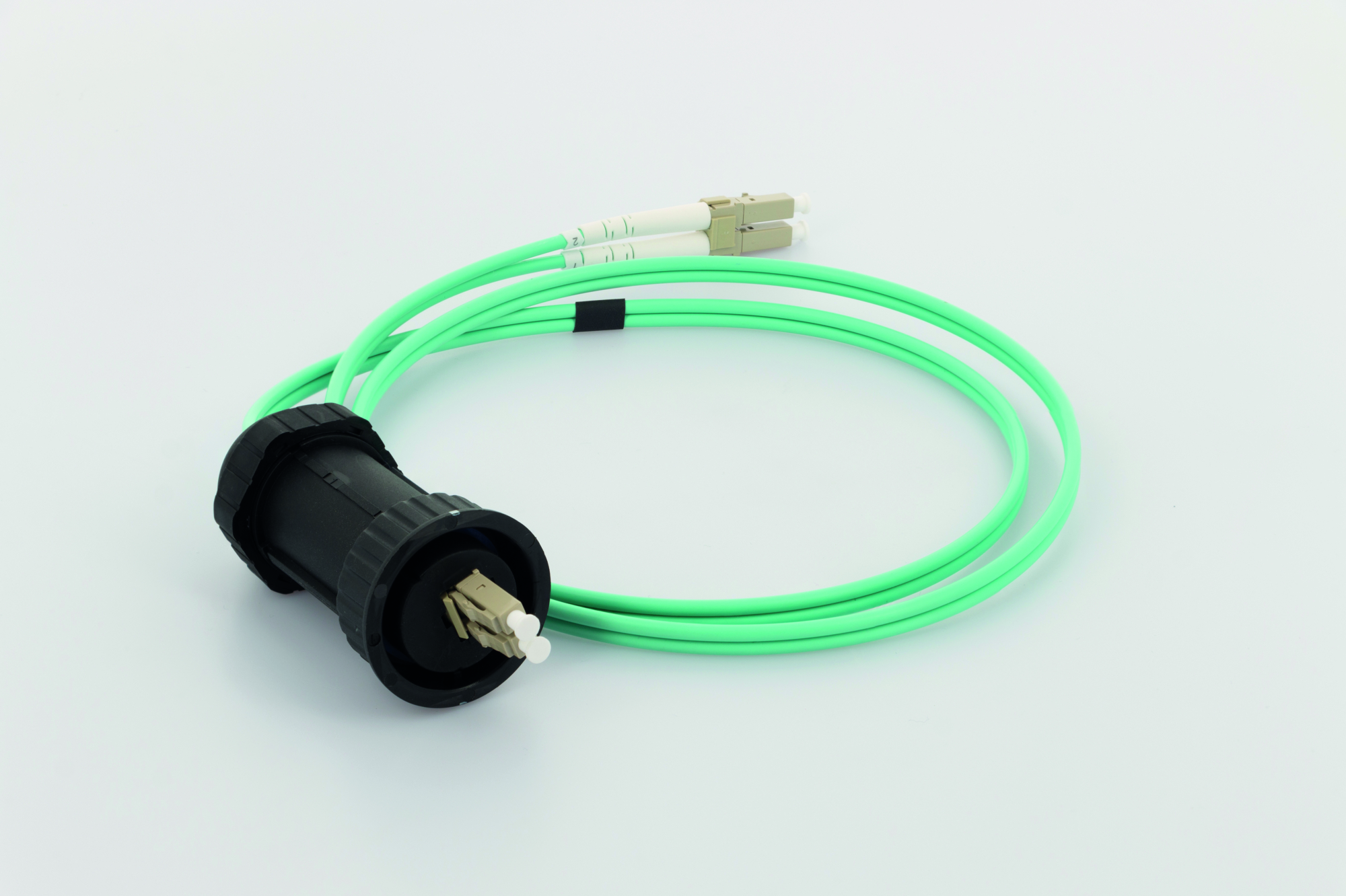 IP68LC/UPC – LC/UPC multimode OM3 2 meters duplex patchcord, aqua colour