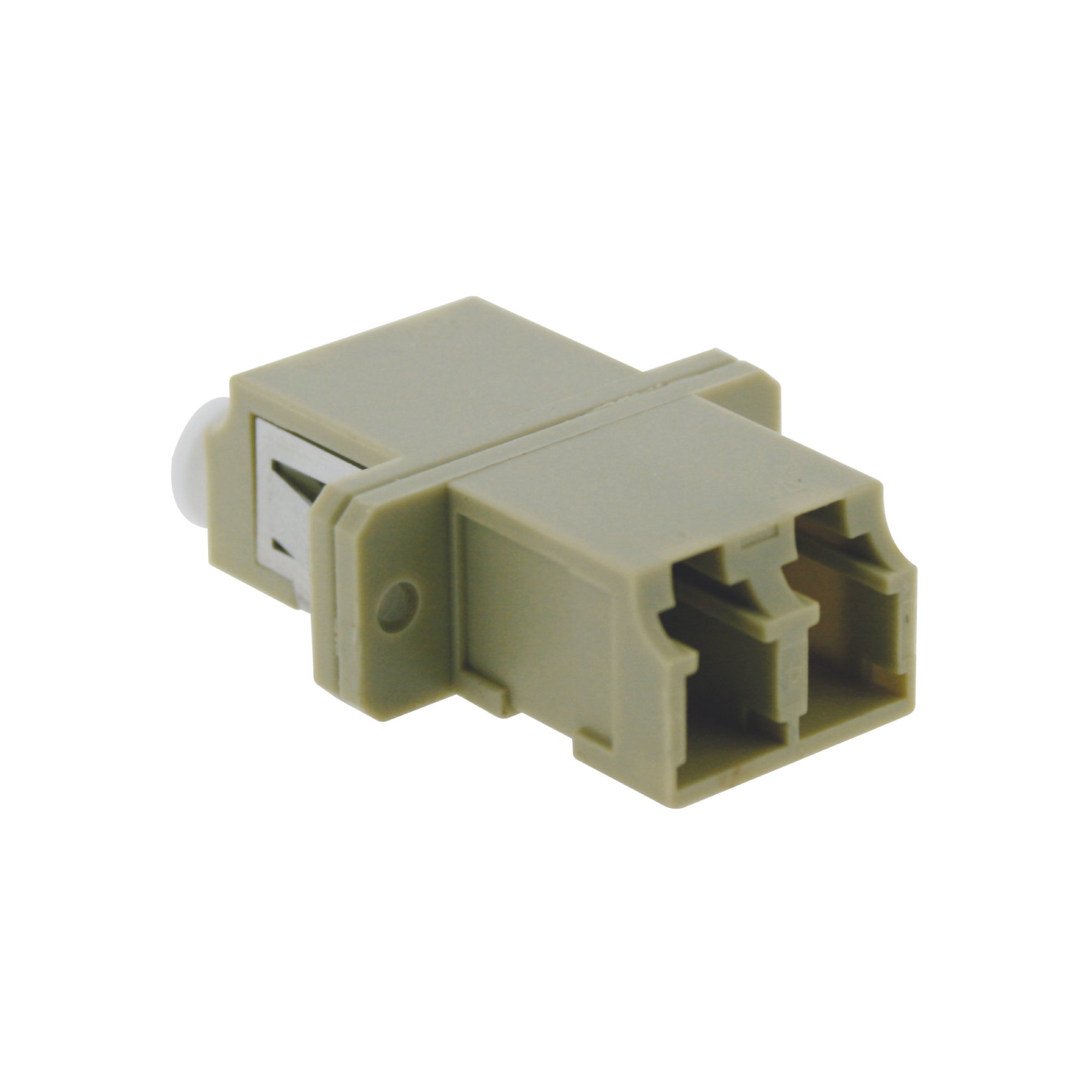 LC duplex multimode adaptor, plastic body, grey colour, ceramic sleeve