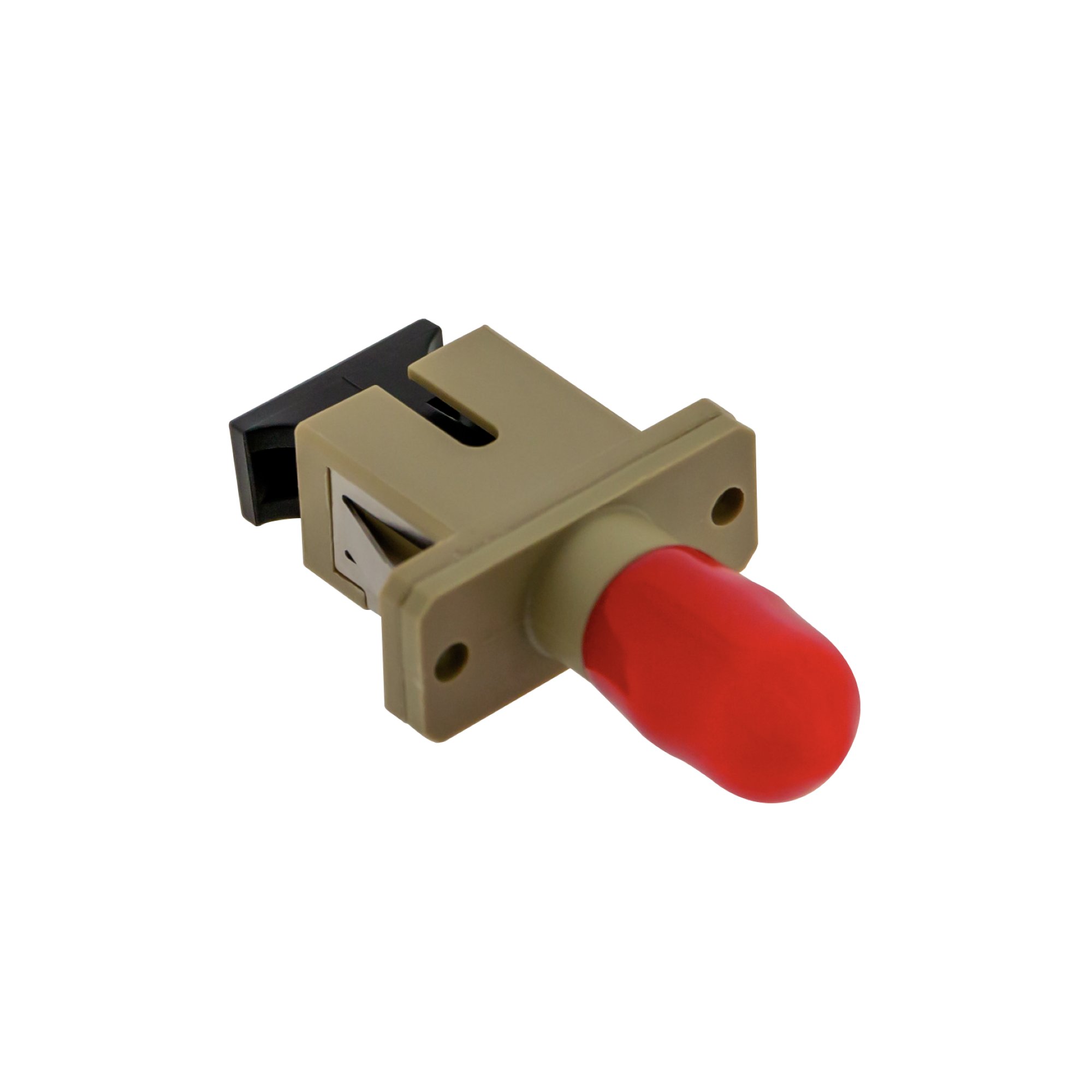 SC/ST simplex multimode adaptor, plastic body, grey colour, ceramic sleeve